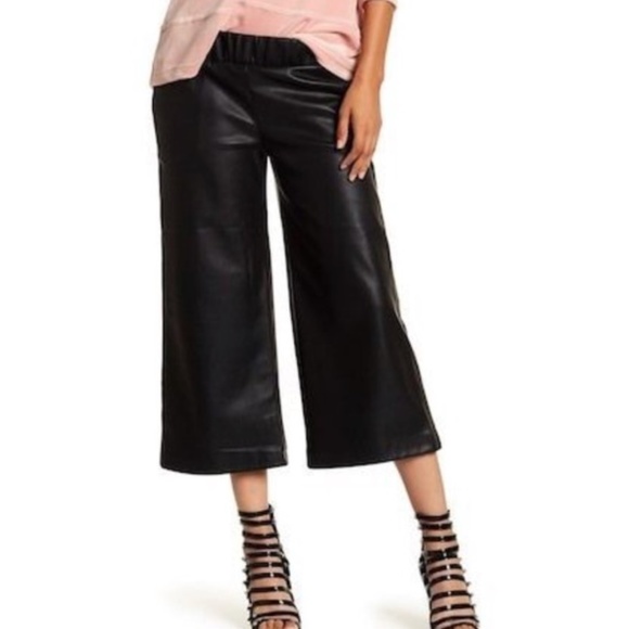 Harlowe & Graham Pants - NWT Nordstrom Leather Capri Wide Leg Pocket Pants